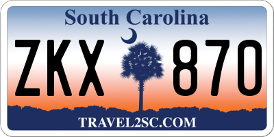 SC license plate ZKX870