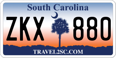 SC license plate ZKX880