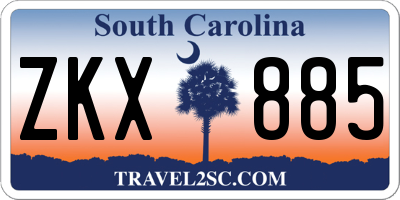 SC license plate ZKX885