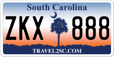 SC license plate ZKX888