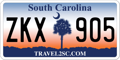 SC license plate ZKX905