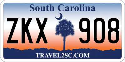 SC license plate ZKX908