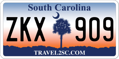 SC license plate ZKX909