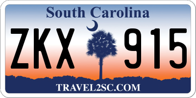 SC license plate ZKX915
