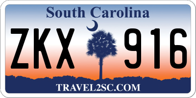 SC license plate ZKX916