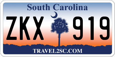 SC license plate ZKX919