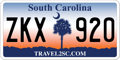 SC license plate ZKX920