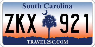 SC license plate ZKX921