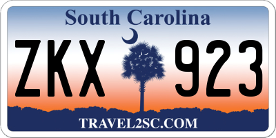 SC license plate ZKX923