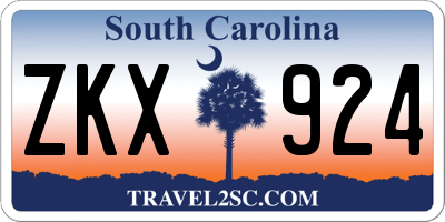 SC license plate ZKX924