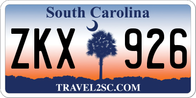 SC license plate ZKX926