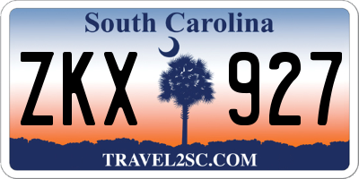SC license plate ZKX927