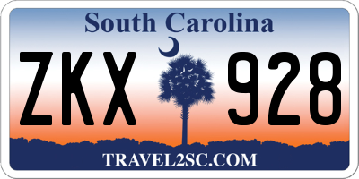 SC license plate ZKX928