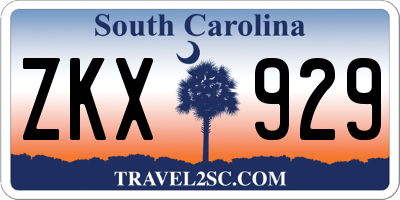 SC license plate ZKX929