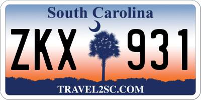 SC license plate ZKX931
