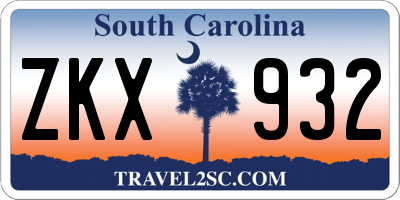 SC license plate ZKX932