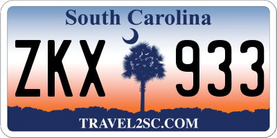 SC license plate ZKX933