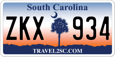 SC license plate ZKX934