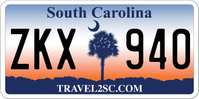 SC license plate ZKX940
