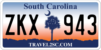 SC license plate ZKX943