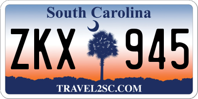 SC license plate ZKX945