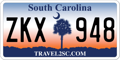 SC license plate ZKX948