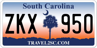 SC license plate ZKX950