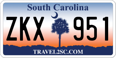 SC license plate ZKX951