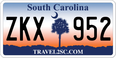 SC license plate ZKX952