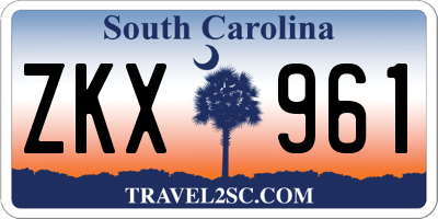 SC license plate ZKX961