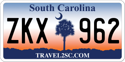 SC license plate ZKX962