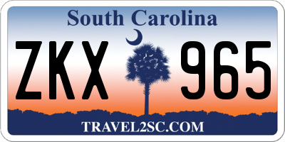 SC license plate ZKX965