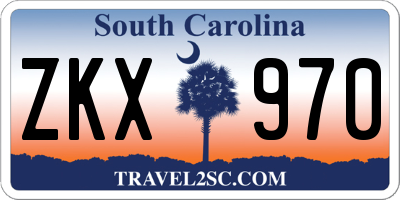 SC license plate ZKX970