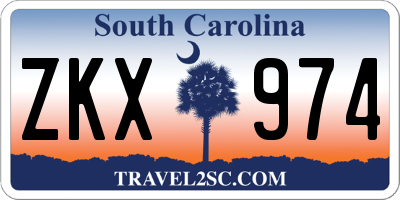 SC license plate ZKX974