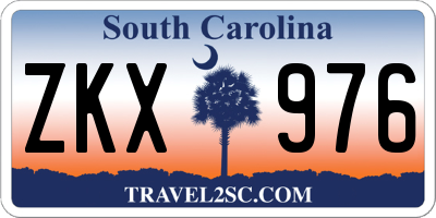SC license plate ZKX976