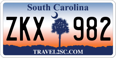 SC license plate ZKX982