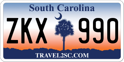 SC license plate ZKX990