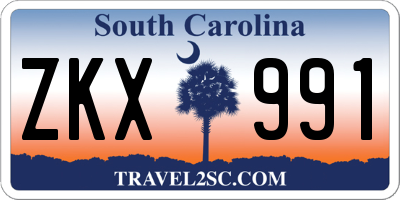 SC license plate ZKX991