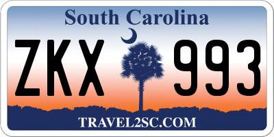 SC license plate ZKX993