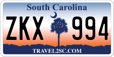 SC license plate ZKX994