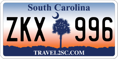 SC license plate ZKX996