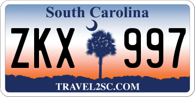 SC license plate ZKX997