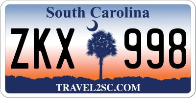 SC license plate ZKX998
