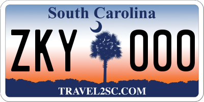 SC license plate ZKY000