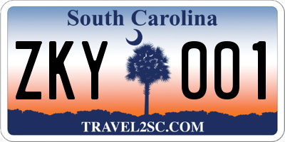 SC license plate ZKY001