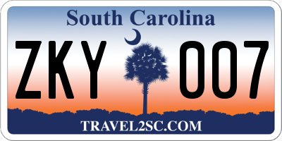 SC license plate ZKY007
