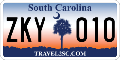 SC license plate ZKY010
