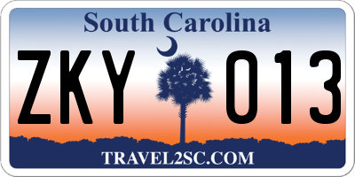 SC license plate ZKY013