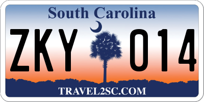 SC license plate ZKY014