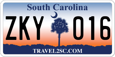 SC license plate ZKY016